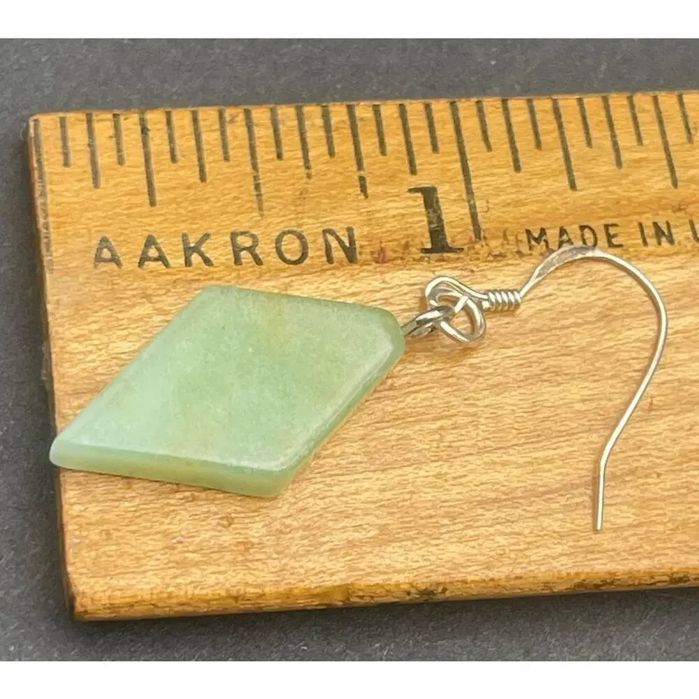 Simple Green Jadeite Earrings Sterling Silver S 925 Ear Wires Geometric Modern